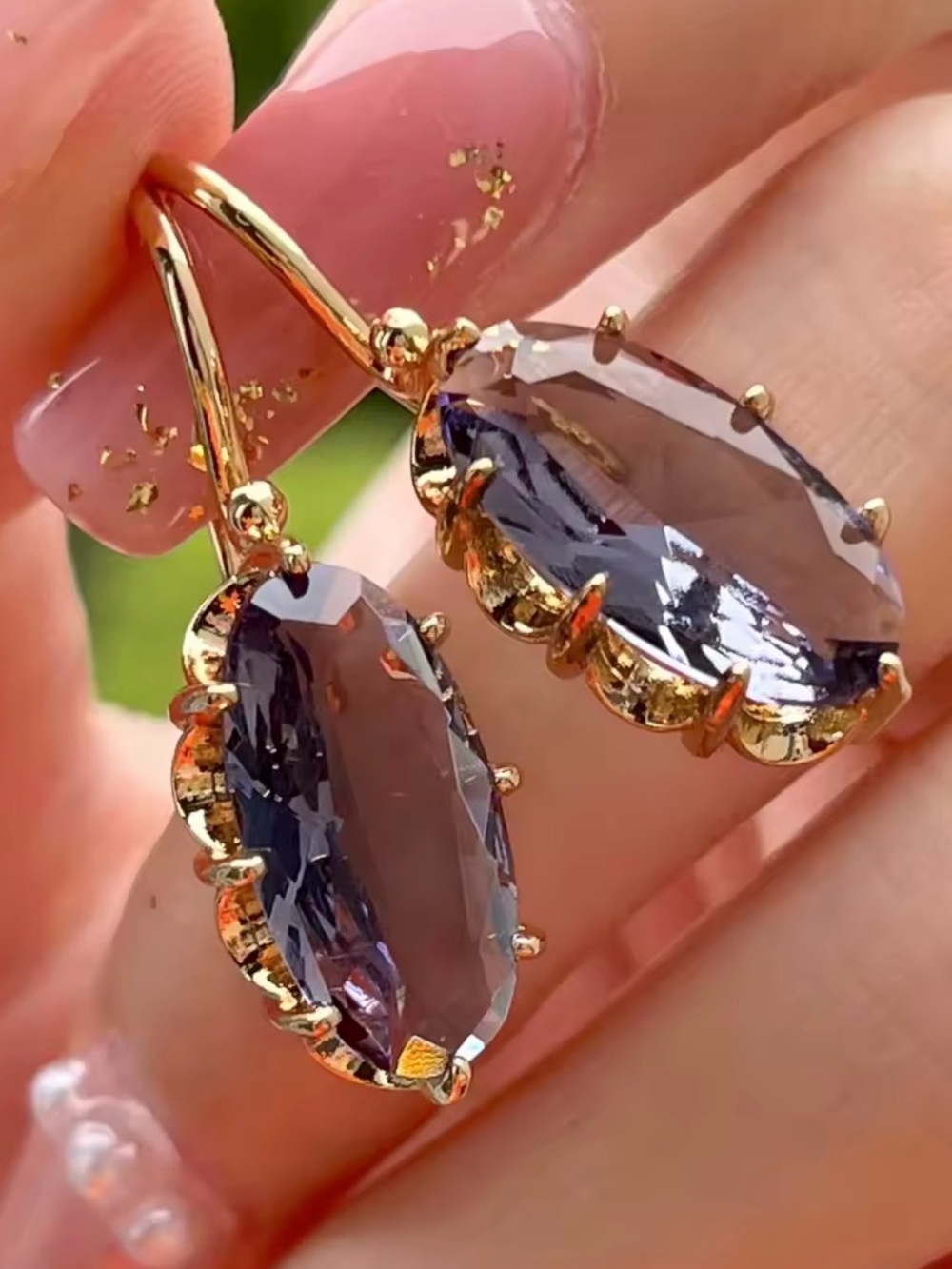 Huitan Trendy Women Oval Cubic Zirconia Earrings